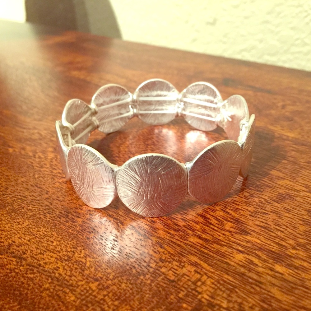 Silver Tone Imprinted Coin Bracelet